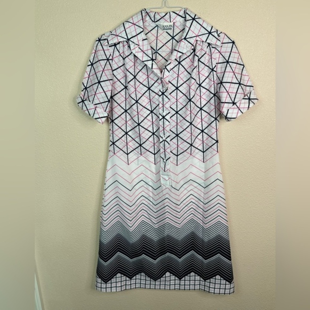 VINTAGE 70's LANVIN Geometrical dress size 10